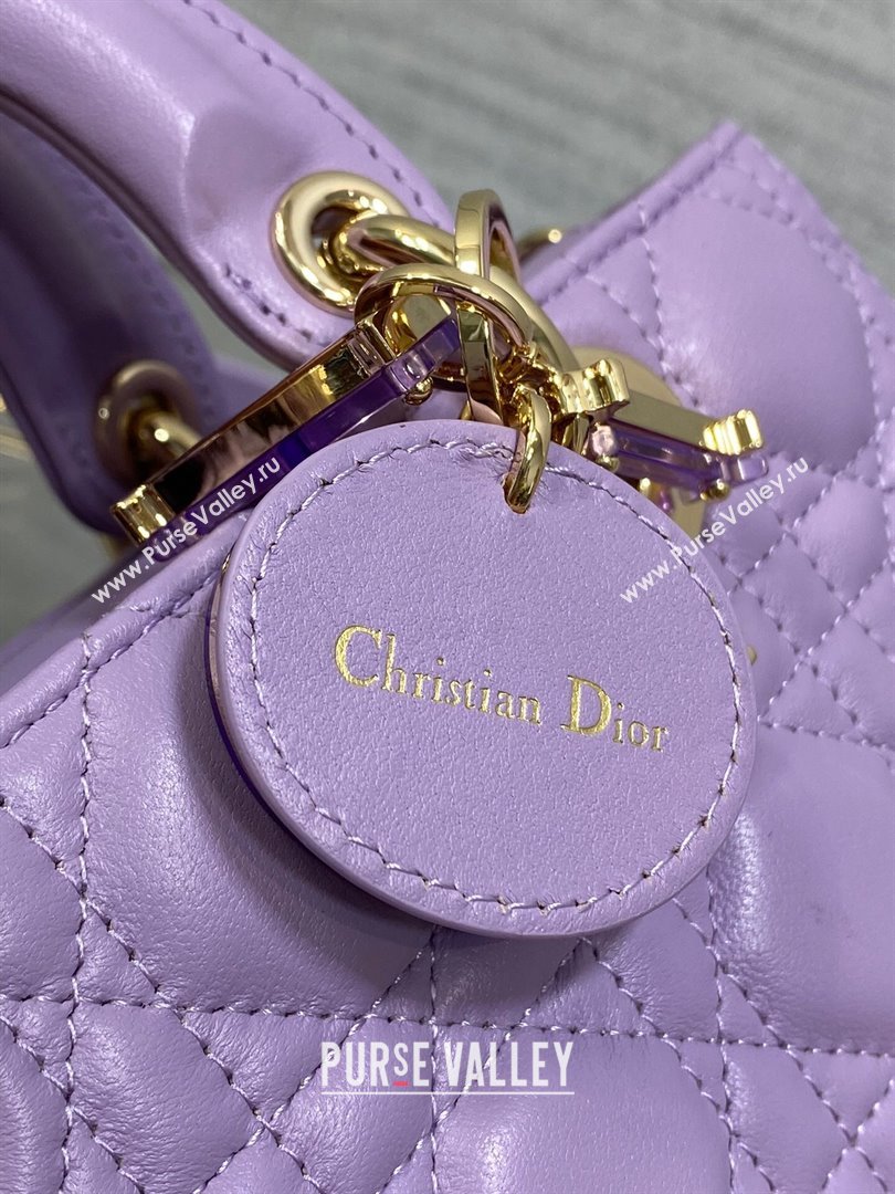 Dior Small Lady D-Joy Bag in Two-Tone Cannage Lambskin 0540 Purple 2024 (XXG-24081419)