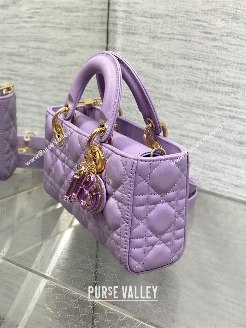 Dior Small Lady D-Joy Bag in Two-Tone Cannage Lambskin 0540 Purple 2024 (XXG-24081419)