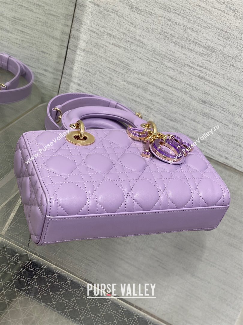 Dior Small Lady D-Joy Bag in Two-Tone Cannage Lambskin 0540 Purple 2024 (XXG-24081419)