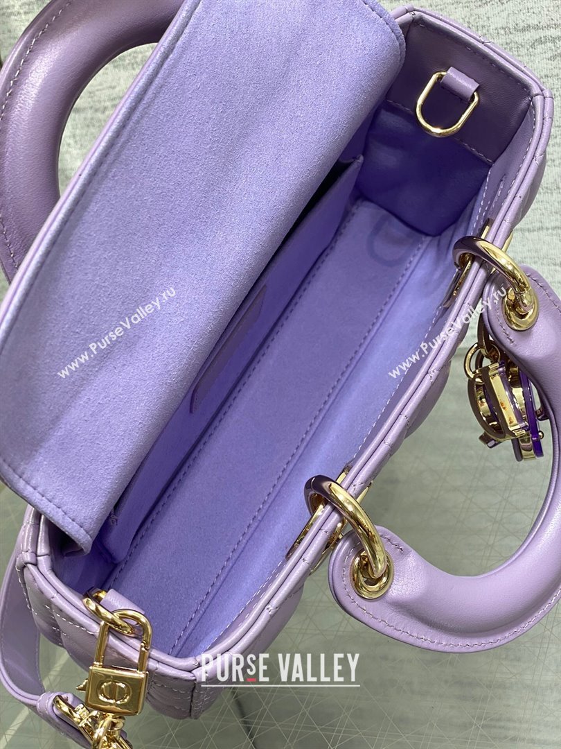 Dior Small Lady D-Joy Bag in Two-Tone Cannage Lambskin 0540 Purple 2024 (XXG-24081419)