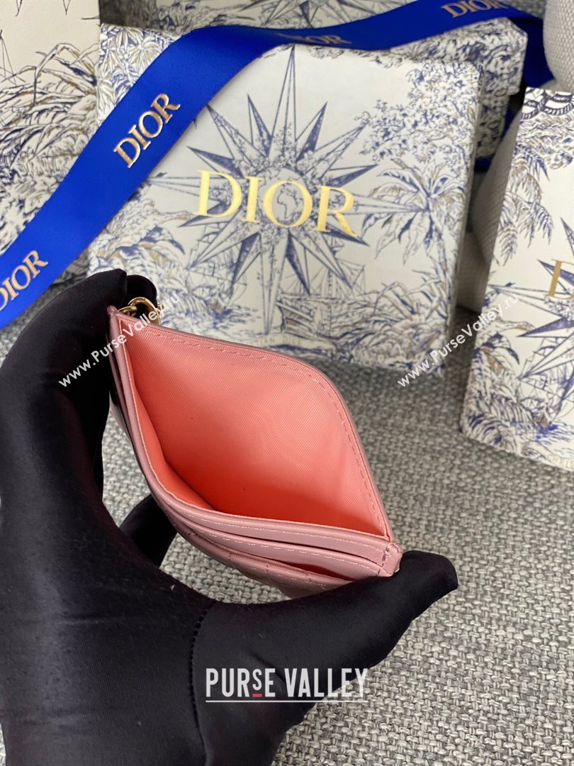 Dior Lady Dior Card Holder in Supple Cannage Lambskin Pink 2024 (DMZ-2411102)