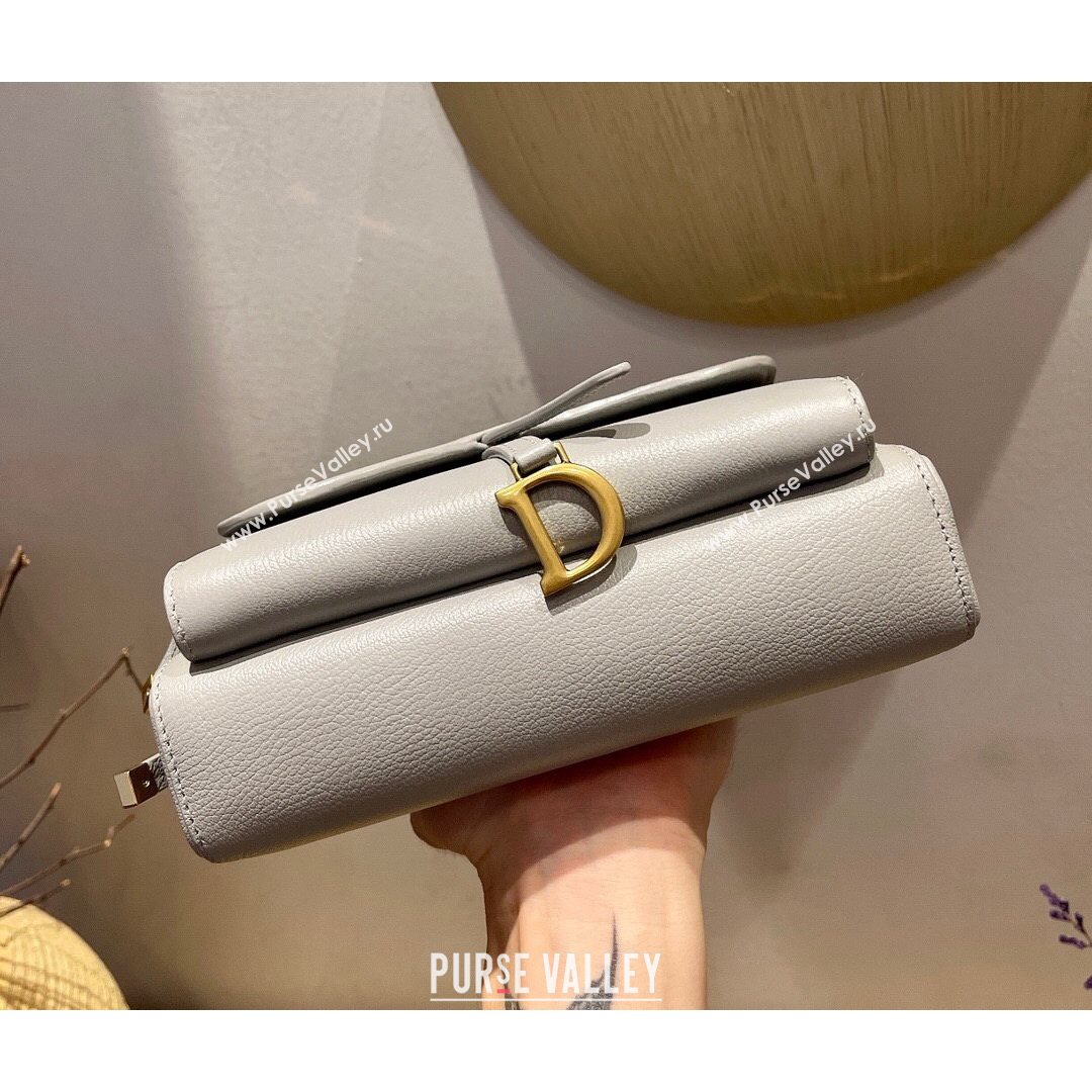 Dior Calfskin Double Sandle Pouch Light Grey 2021 (XXG-21080240)