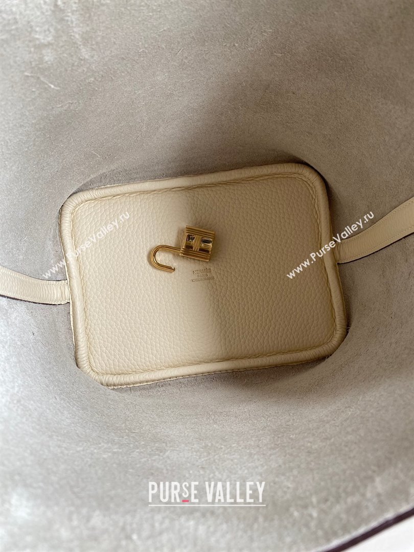 Hermes Picotin Lock Bag 18cm/22cm in Taurillon Clemence Leather Cream White/Gold 2024 (Pure Handmade) (XYA-24042910)