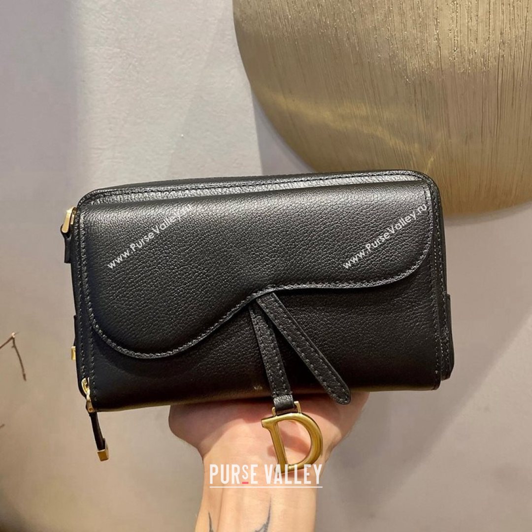 Dior Calfskin Double Sandle Pouch Black 2021 (XXG-21080236)