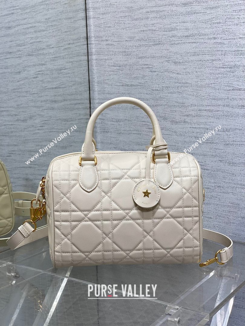 Dior Groove 25 Boston Bag in Beige Macrocannage Calfskin 2024 (XXG-24081422)