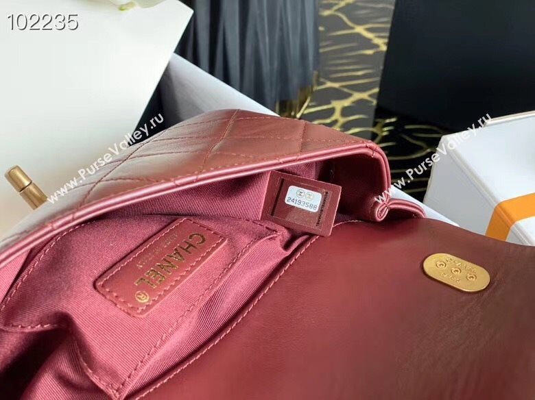 Chanel Quilted Calfskin Flap Bag with Pearl and Chain Strap AS2210 Burgundy 2020 (JY-20111914)