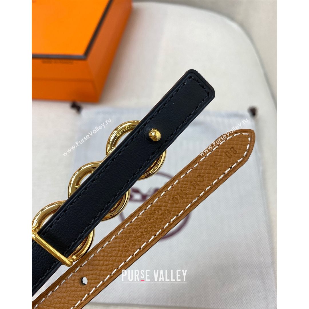 Hermes Mini Constance Reversible Leather Belt 13mm Brown 2021 (99-21082359)