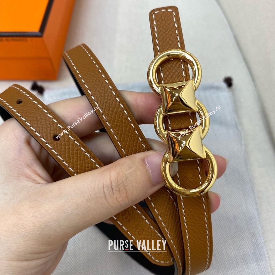 Hermes Mini Constance Reversible Leather Belt 13mm Brown 2021 (99-21082359)