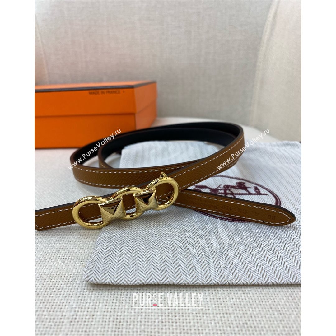 Hermes Mini Constance Reversible Leather Belt 13mm Brown 2021 (99-21082359)