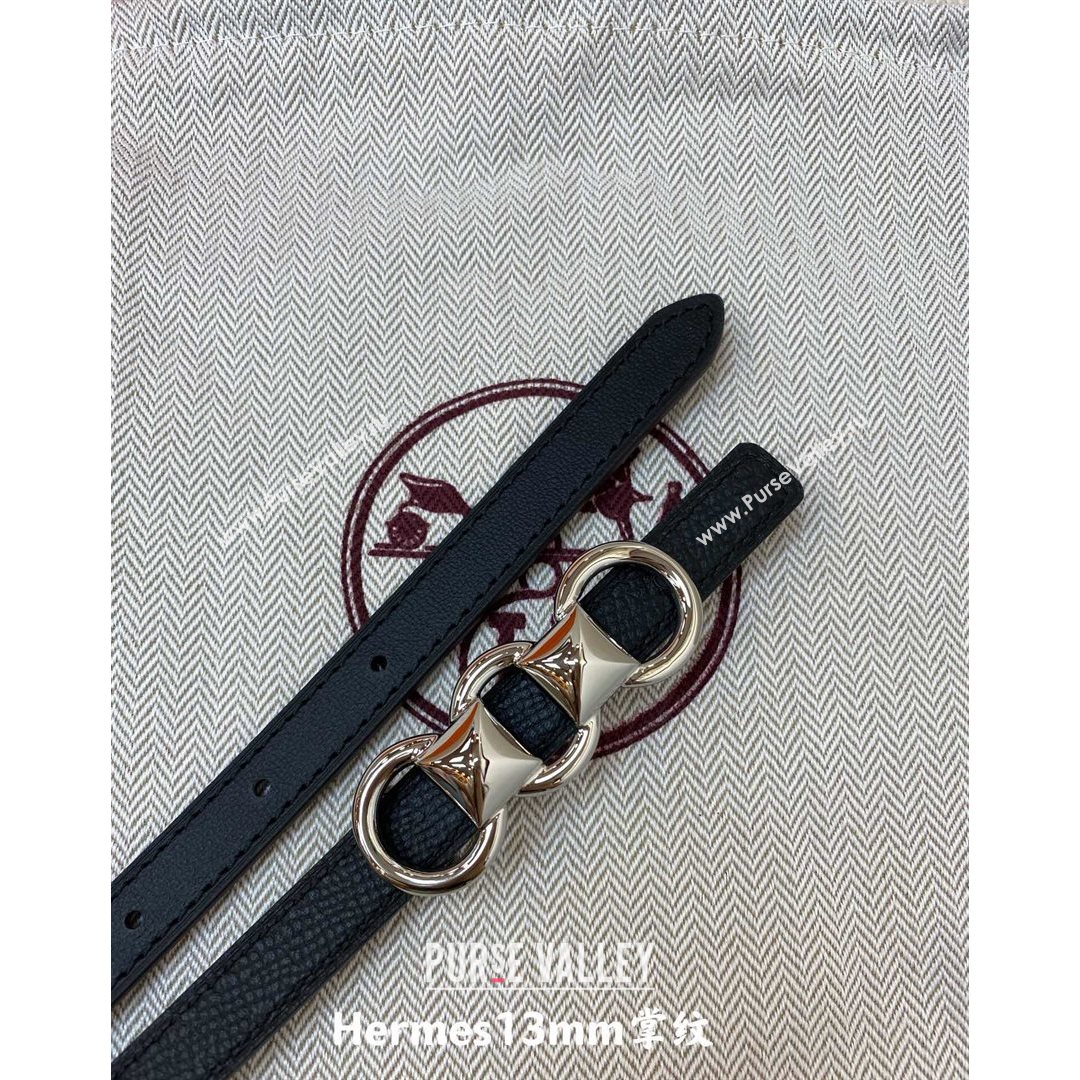 Hermes Mini Constance Reversible Leather Belt 13mm Black 2021 (99-21082358)