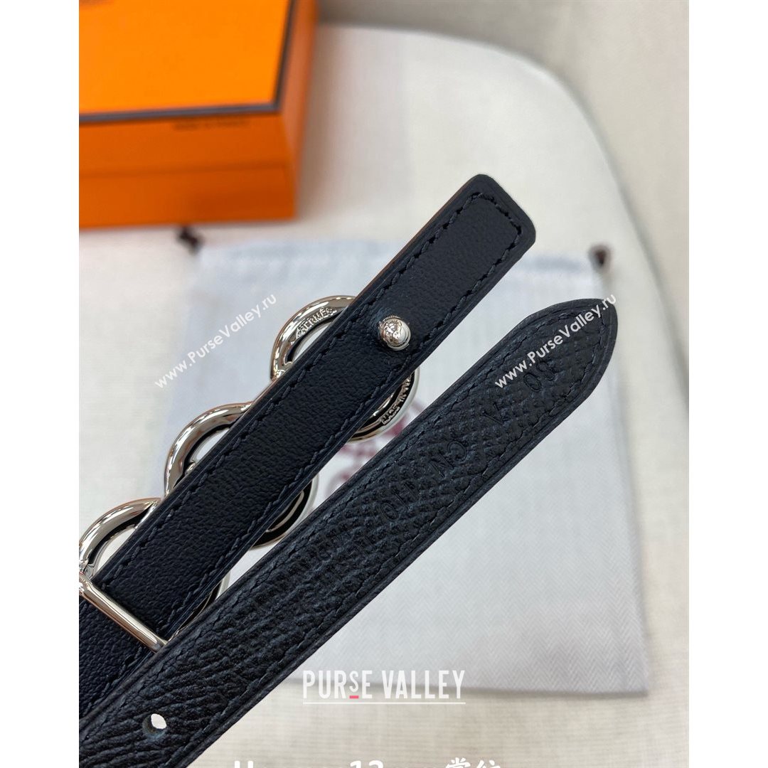 Hermes Mini Constance Reversible Leather Belt 13mm Black 2021 (99-21082358)