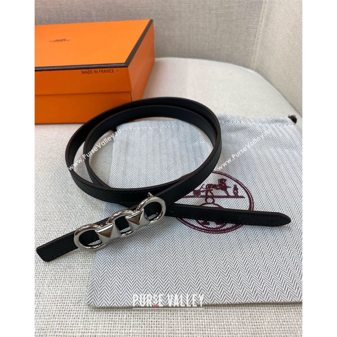 Hermes Mini Constance Reversible Leather Belt 13mm Black 2021 (99-21082358)