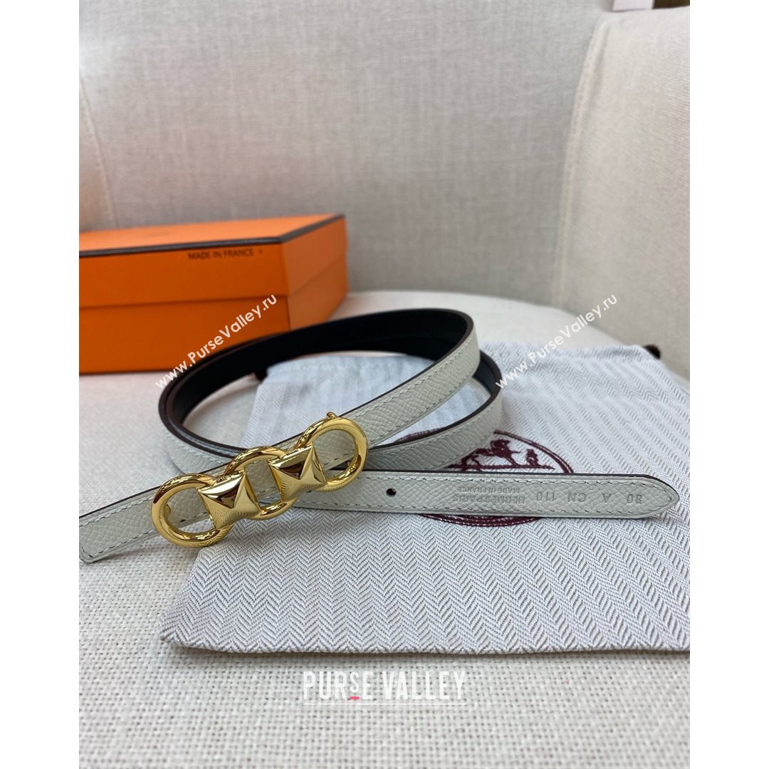 Hermes Mini Constance Reversible Leather Belt 13mm White 2021 (99-21082360)