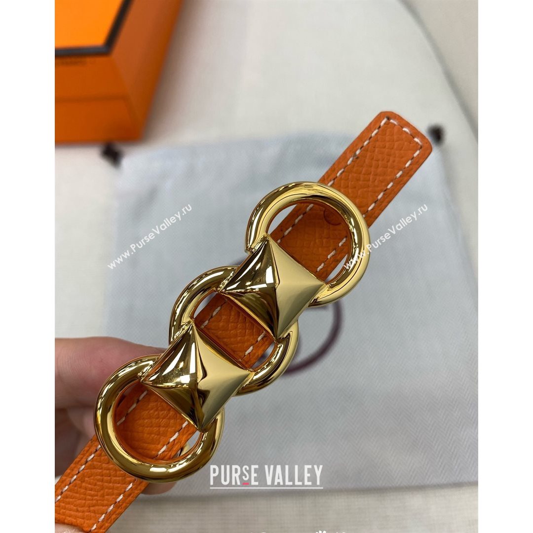 Hermes Mini Constance Reversible Leather Belt 13mm Orange 2021 (99-21082361)