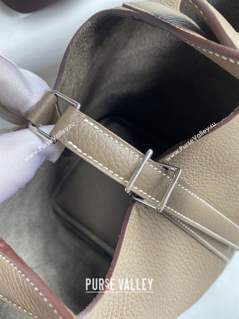 Hermes Picotin Lock Bag 18cm/22cm in Taurillon Clemence Leather Etoupe/Silver 2024 (Pure Handmade) (XYA-24042911)