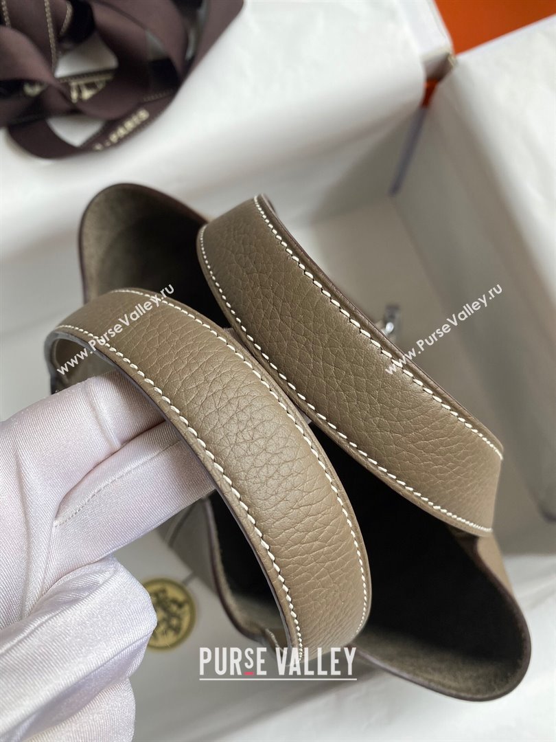 Hermes Picotin Lock Bag 18cm/22cm in Taurillon Clemence Leather Etoupe/Silver 2024 (Pure Handmade) (XYA-24042911)