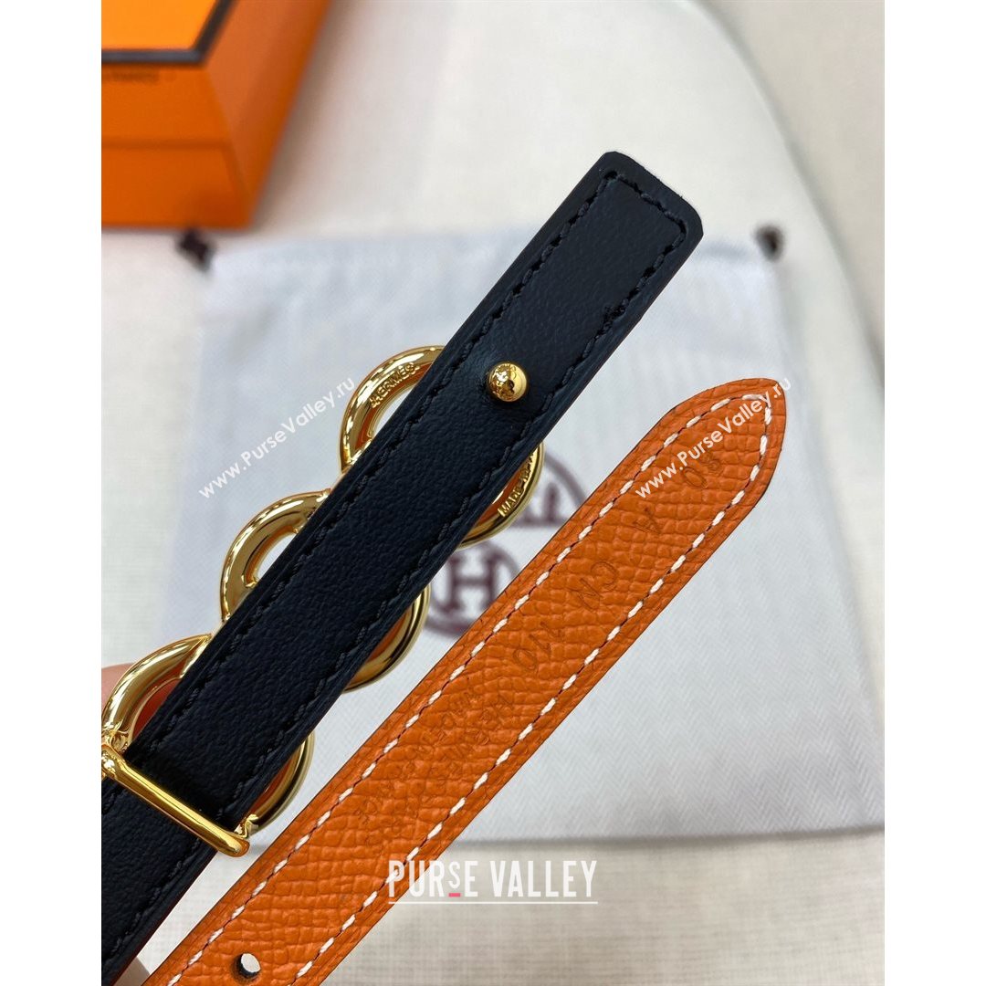 Hermes Mini Constance Reversible Leather Belt 13mm Orange 2021 (99-21082361)