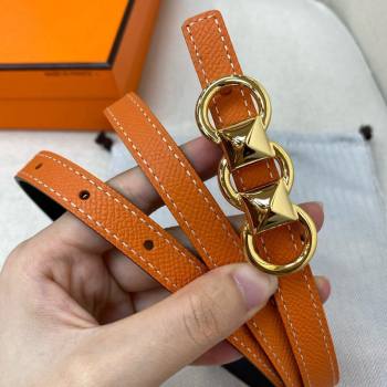 Hermes Mini Constance Reversible Leather Belt 13mm Orange 2021 (99-21082361)