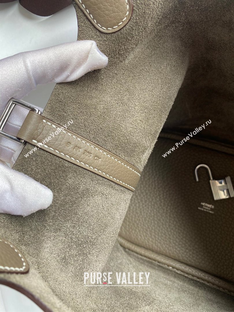 Hermes Picotin Lock Bag 18cm/22cm in Taurillon Clemence Leather Etoupe/Silver 2024 (Pure Handmade) (XYA-24042911)