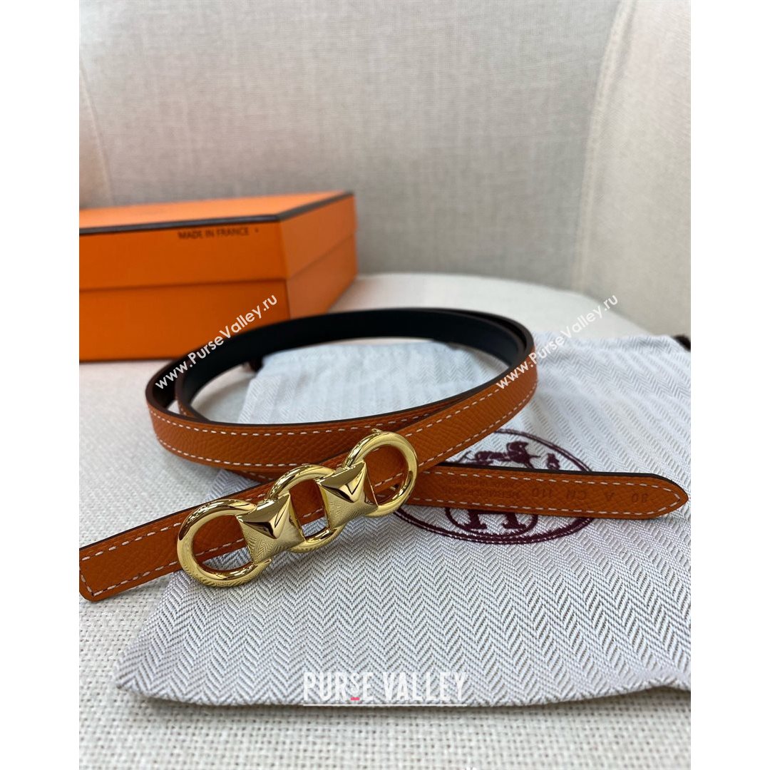 Hermes Mini Constance Reversible Leather Belt 13mm Orange 2021 (99-21082361)