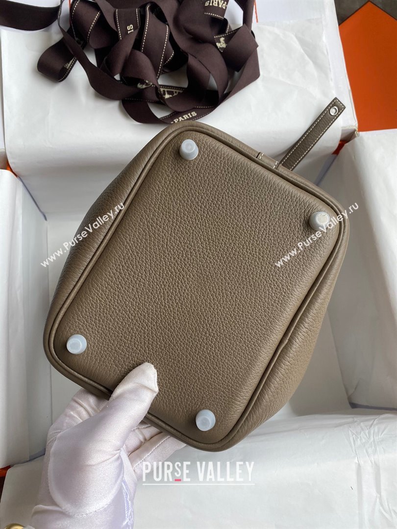 Hermes Picotin Lock Bag 18cm/22cm in Taurillon Clemence Leather Etoupe/Silver 2024 (Pure Handmade) (XYA-24042911)