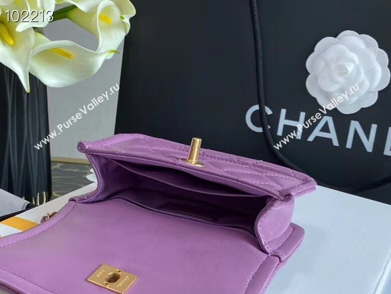 Chanel Quilted Lambskin Mini Flap Bag with Metal Button AP1664 Purple 2020 (JY-20111917)