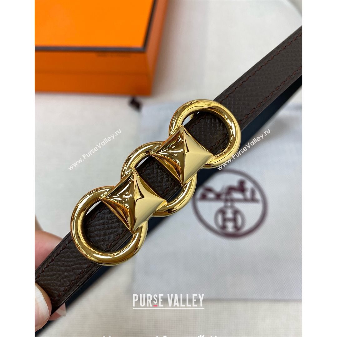 Hermes Mini Constance Reversible Leather Belt 13mm Coffee 2021 (99-21082362)