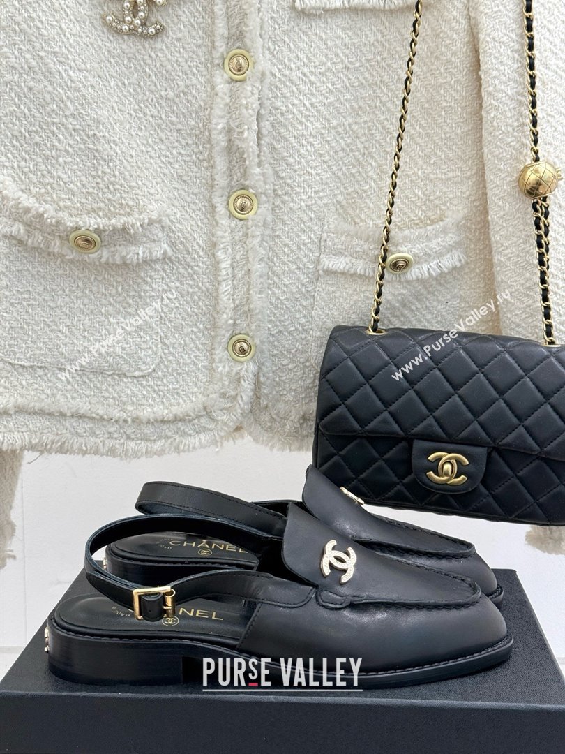 Chanel Calfskin Moccasins Flat Sandals G45615 Black 2025 (MD-25021416)