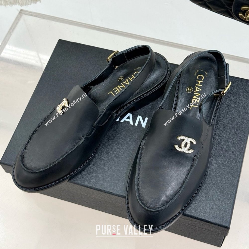 Chanel Calfskin Moccasins Flat Sandals G45615 Black 2025 (MD-25021416)