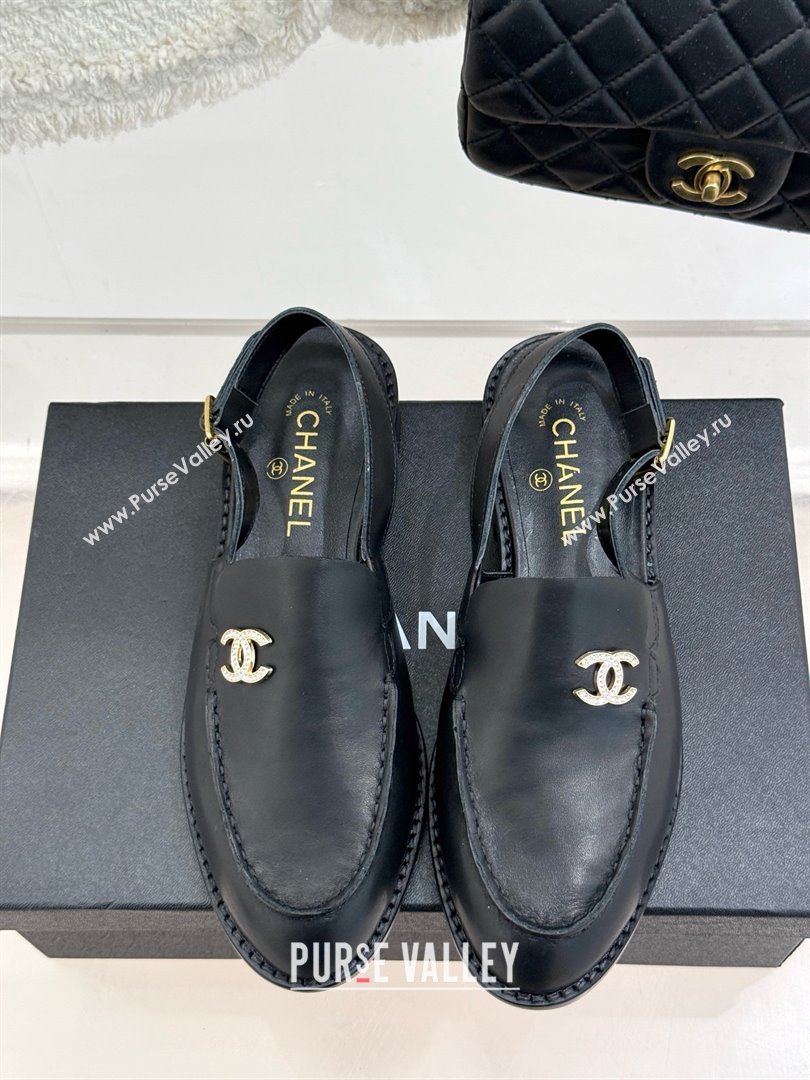 Chanel Calfskin Moccasins Flat Sandals G45615 Black 2025 (MD-25021416)