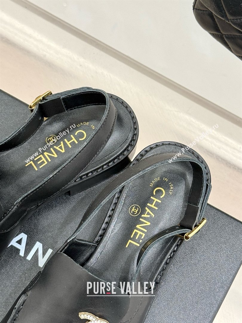 Chanel Calfskin Moccasins Flat Sandals G45615 Black 2025 (MD-25021416)
