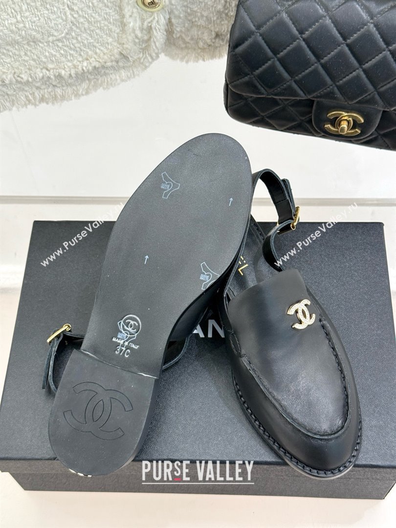 Chanel Calfskin Moccasins Flat Sandals G45615 Black 2025 (MD-25021416)