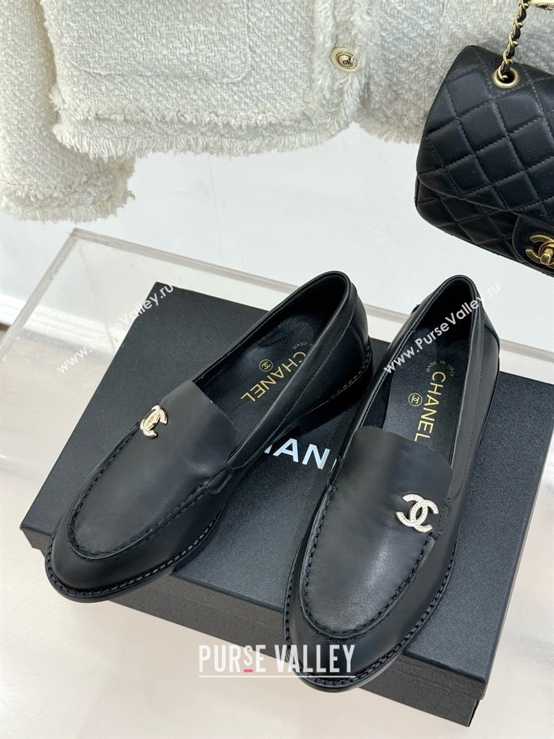 Chanel Calfskin Moccasins Flat Loafers G45615 Black 2025 (MD-25021414)