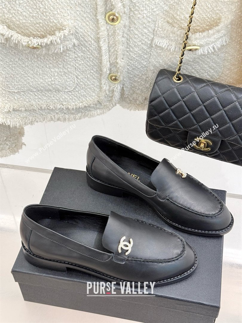 Chanel Calfskin Moccasins Flat Loafers G45615 Black 2025 (MD-25021414)