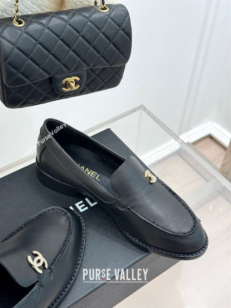 Chanel Calfskin Moccasins Flat Loafers G45615 Black 2025 (MD-25021414)
