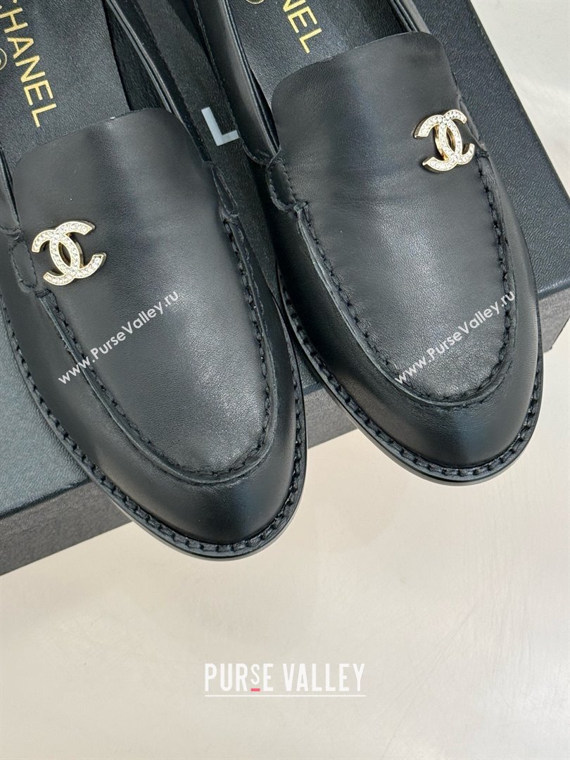 Chanel Calfskin Moccasins Flat Loafers G45615 Black 2025 (MD-25021414)