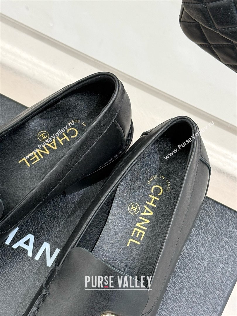 Chanel Calfskin Moccasins Flat Loafers G45615 Black 2025 (MD-25021414)