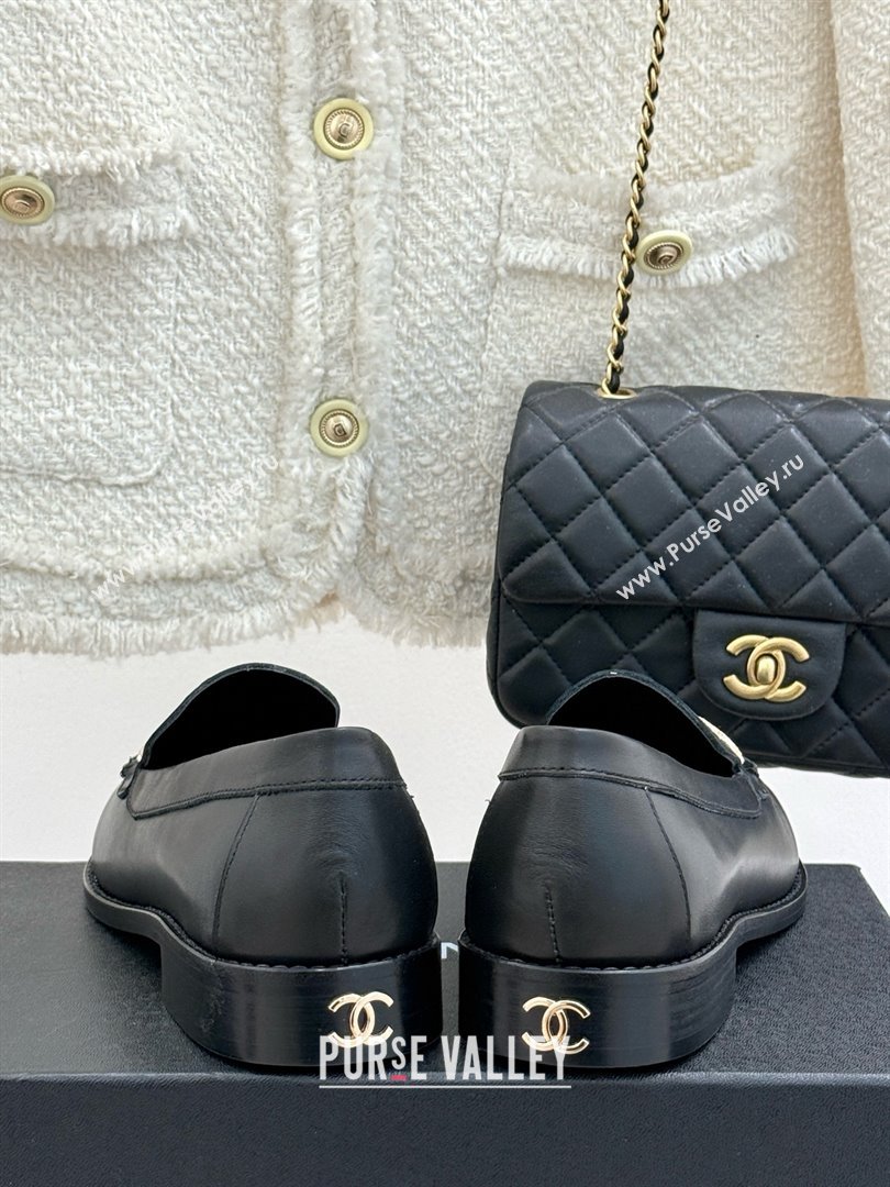Chanel Calfskin Moccasins Flat Loafers G45615 Black 2025 (MD-25021414)