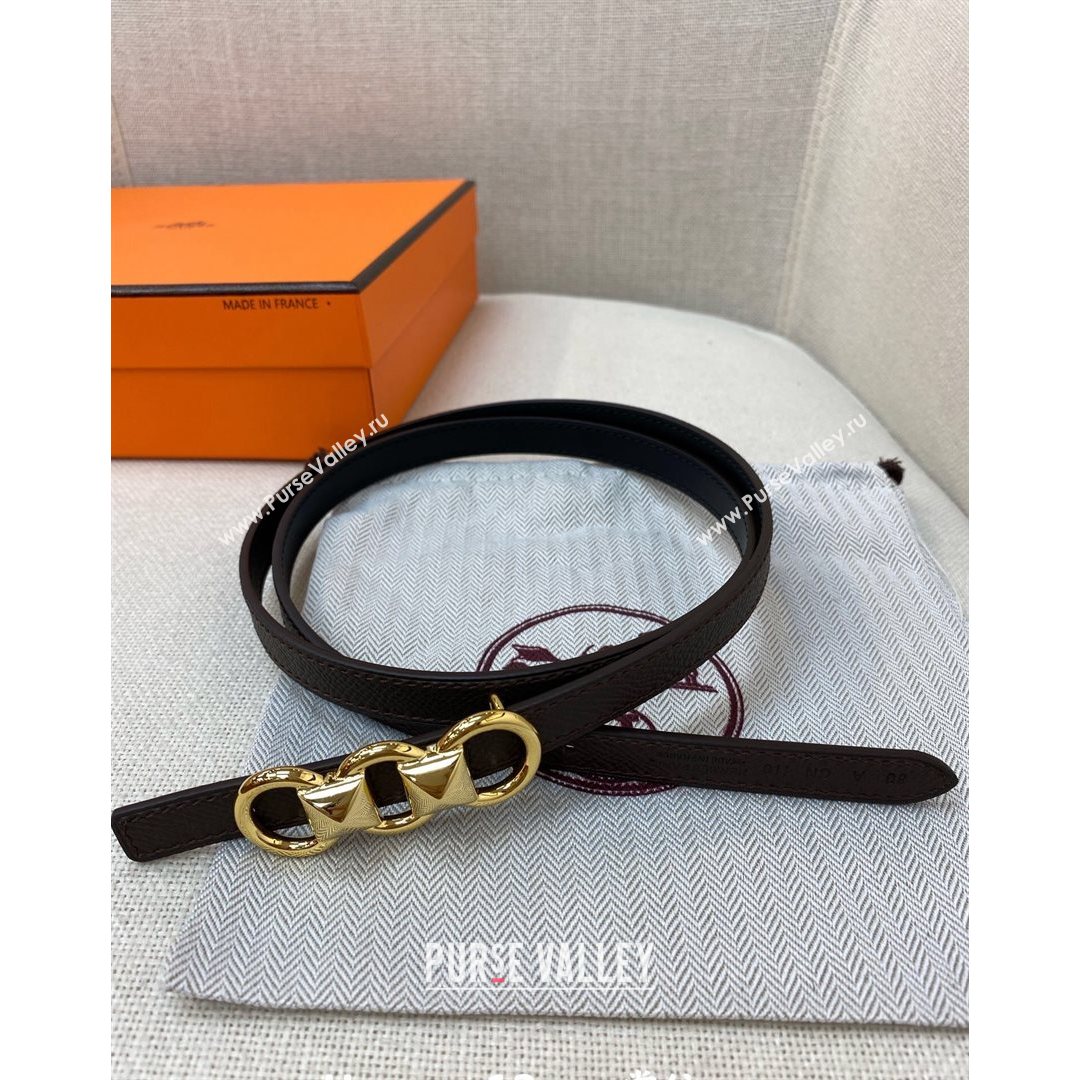 Hermes Mini Constance Reversible Leather Belt 13mm Coffee 2021 (99-21082362)