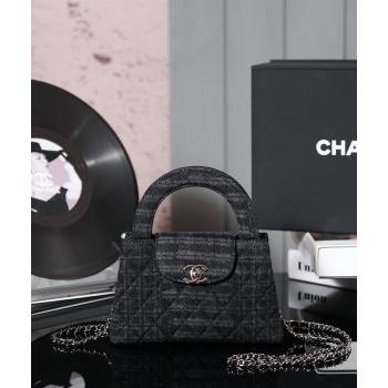 Chanel Mini Shopping Bag in Printed Denim AS4416 Black/Grey 2024 (yezi-240927035)