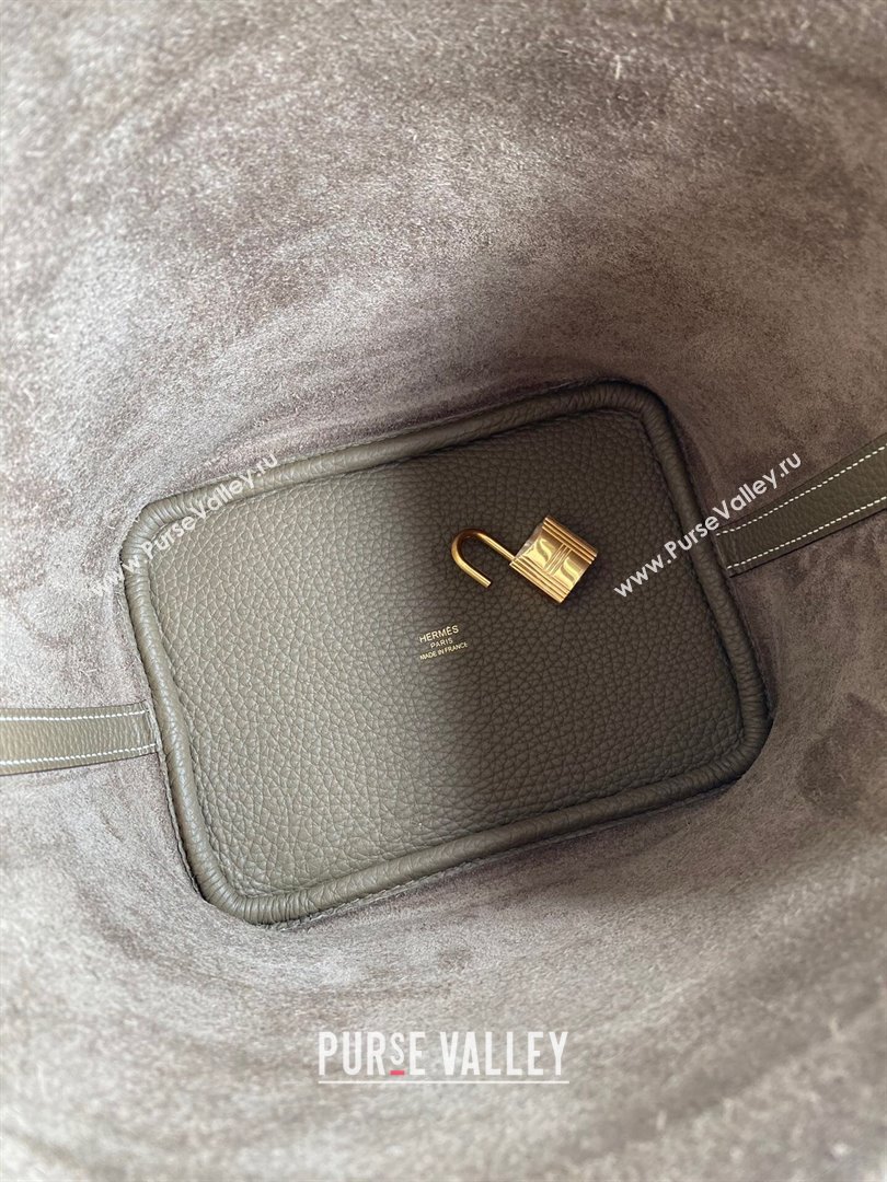 Hermes Picotin Lock Bag 18cm/22cm in Taurillon Clemence Leather Etoupe/Gold 2024 (Full Handmade) (XYA-24042912)