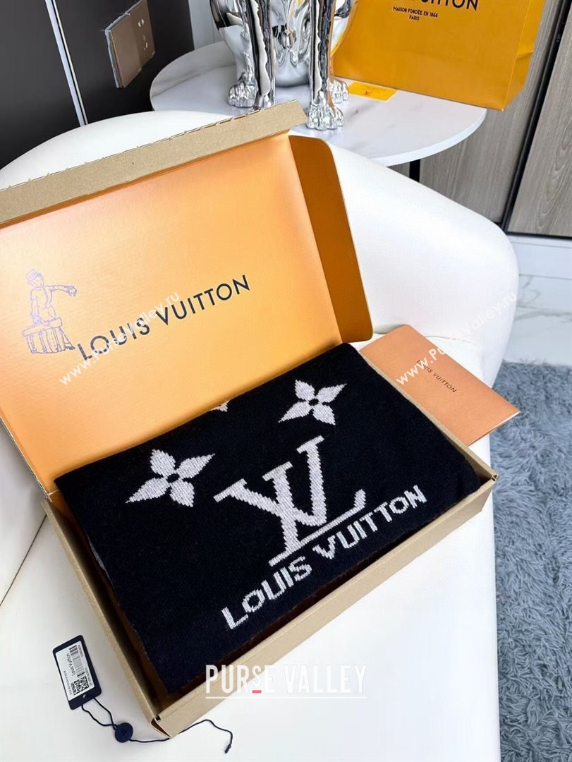 Louis Vuitton Cashmere Scarf LV112503 Black 2024 (O-24112503)