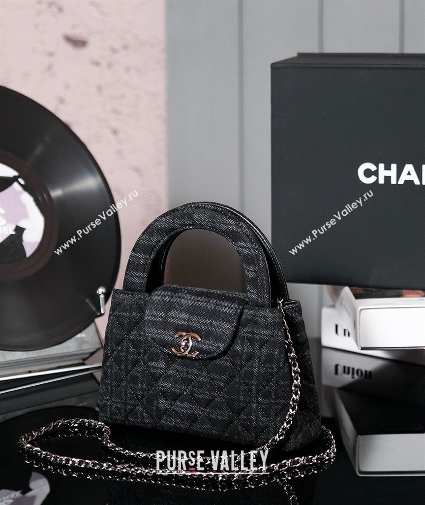 Chanel Mini Shopping Bag in Printed Denim AS4416 Black/Grey 2024 (yezi-240927035)