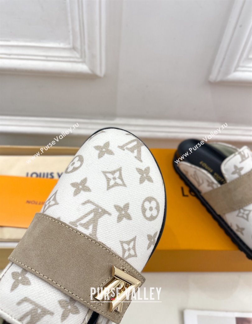 Louis Vuitton LV Cosy Flat Comfort Clog Mules in Monogram Wool and Suede White 2024 1ADD7G (MD-241224050)