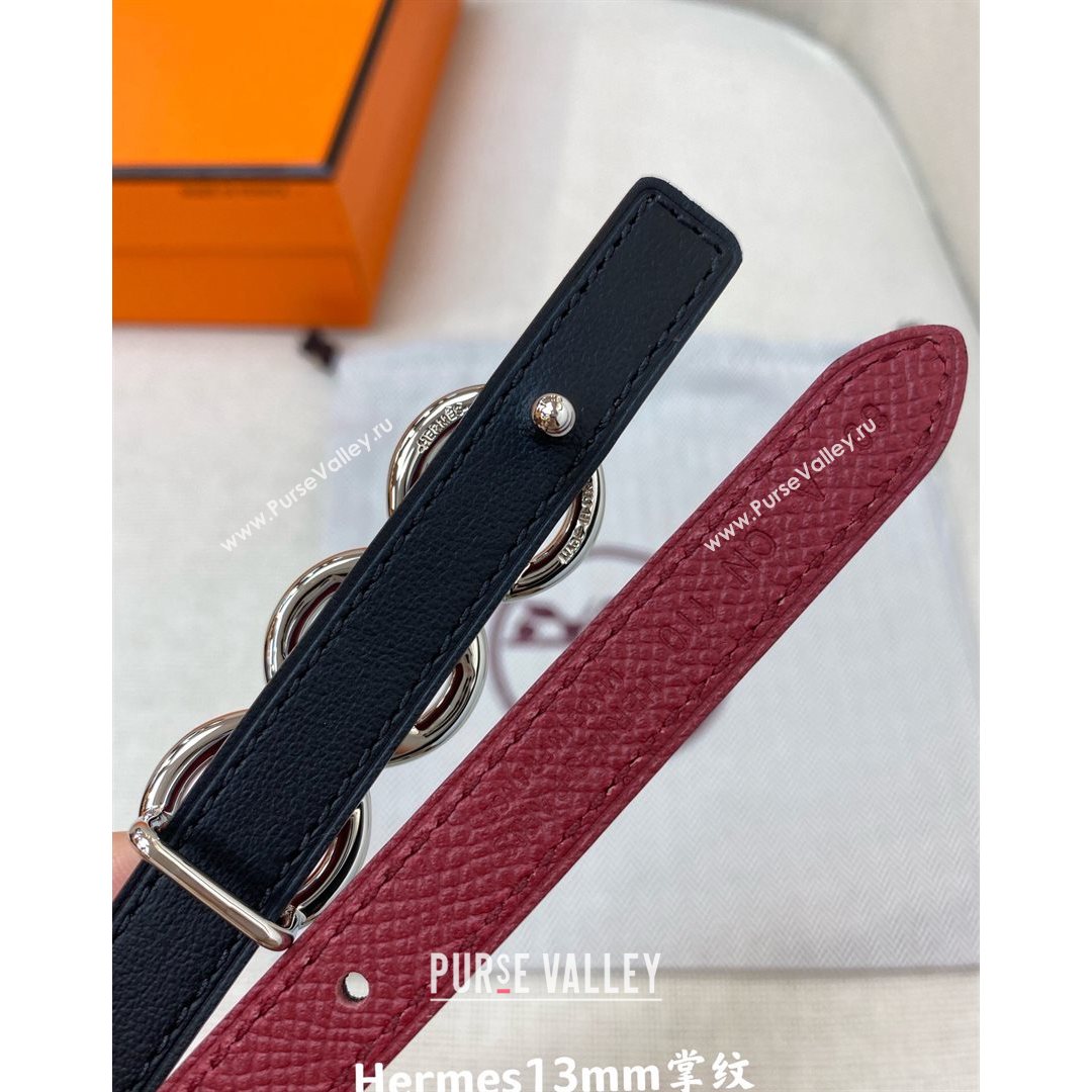 Hermes Mini Constance Reversible Leather Belt 13mm Burgundy 2021 (99-21082363)