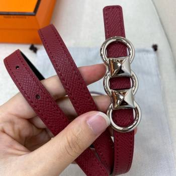 Hermes Mini Constance Reversible Leather Belt 13mm Burgundy 2021 (99-21082363)