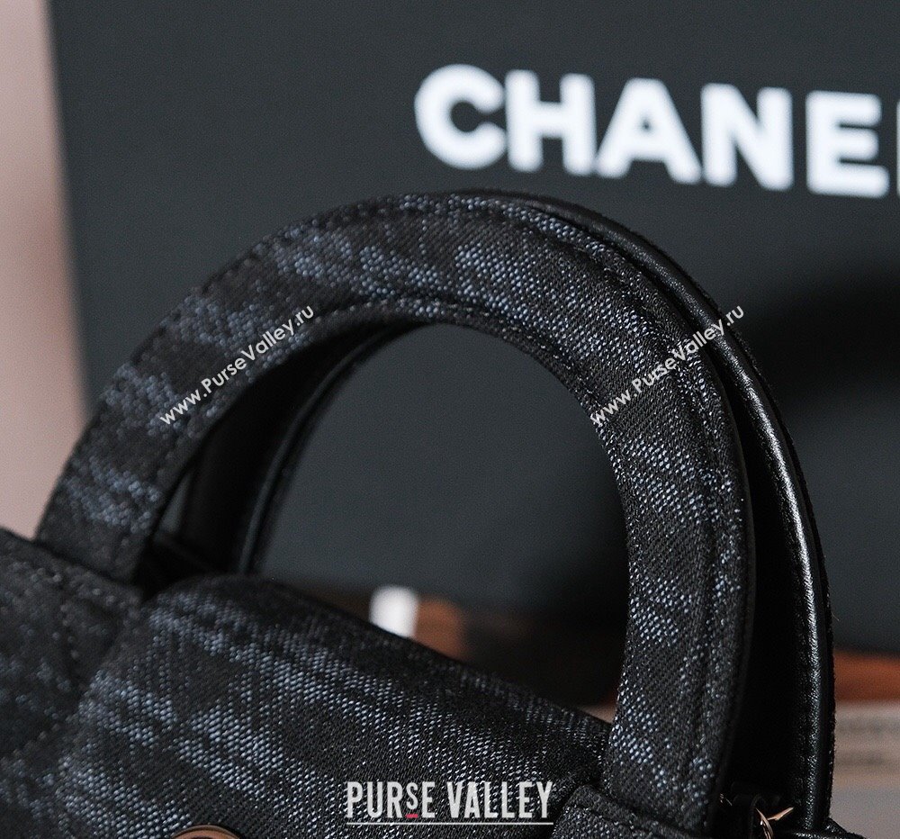 Chanel Mini Shopping Bag in Printed Denim AS4416 Black/Grey 2024 (yezi-240927035)