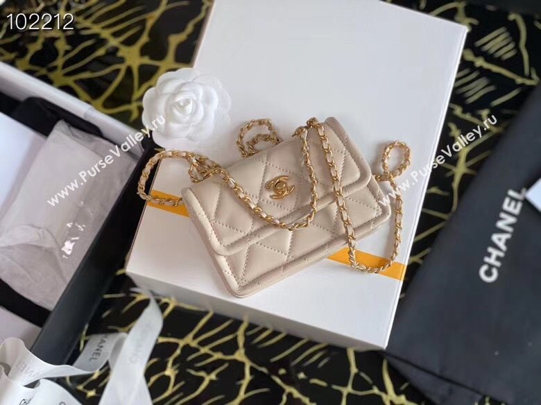 Chanel Quilted Lambskin Mini Flap Bag with Metal Button AP1664 White 2020 (JY-20111918)