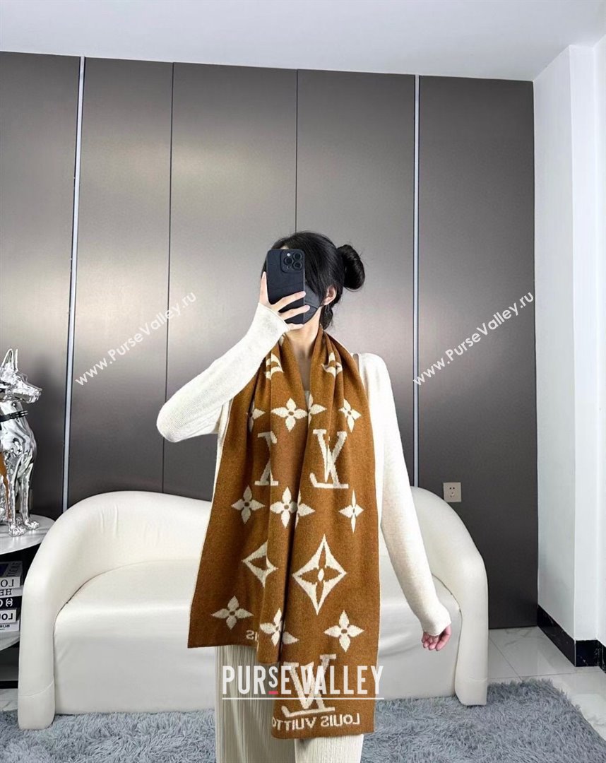 Louis Vuitton Cashmere Scarf LV112504 Light Brown 2024 (O-24112504)