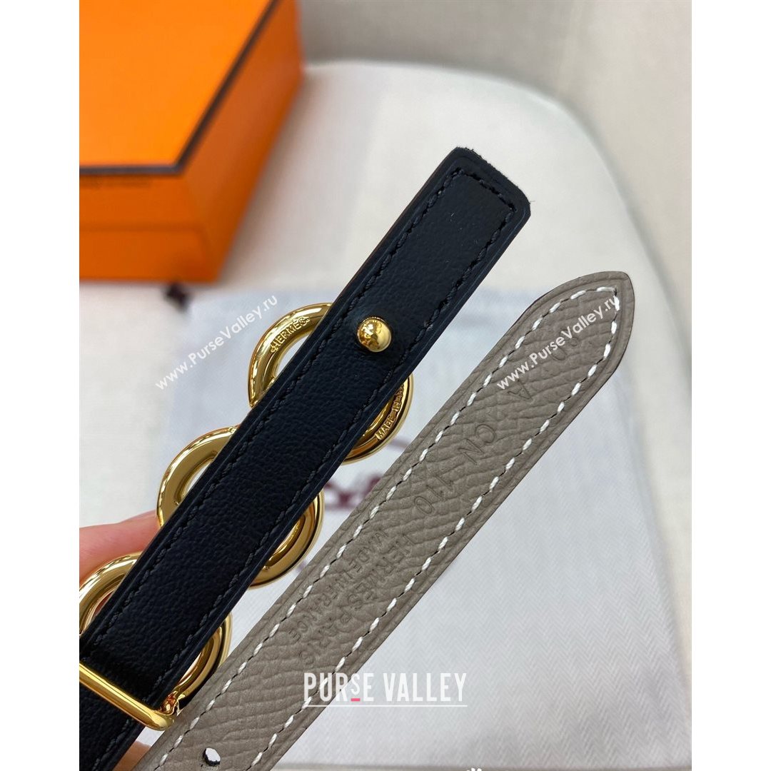 Hermes Mini Constance Reversible Leather Belt 13mm Grey 2021 (99-21082364)